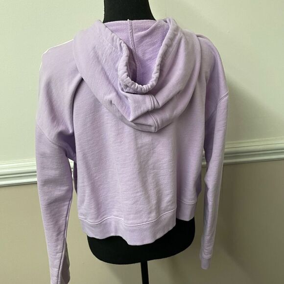 Adidas Lavender 3 Stripe Cropped Hoodie- Medium - Picture 4 of 5
